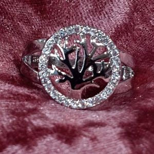 925 sterling silver and cubic zirconia tree of life ring